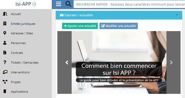 Isi-APP onglet actualité